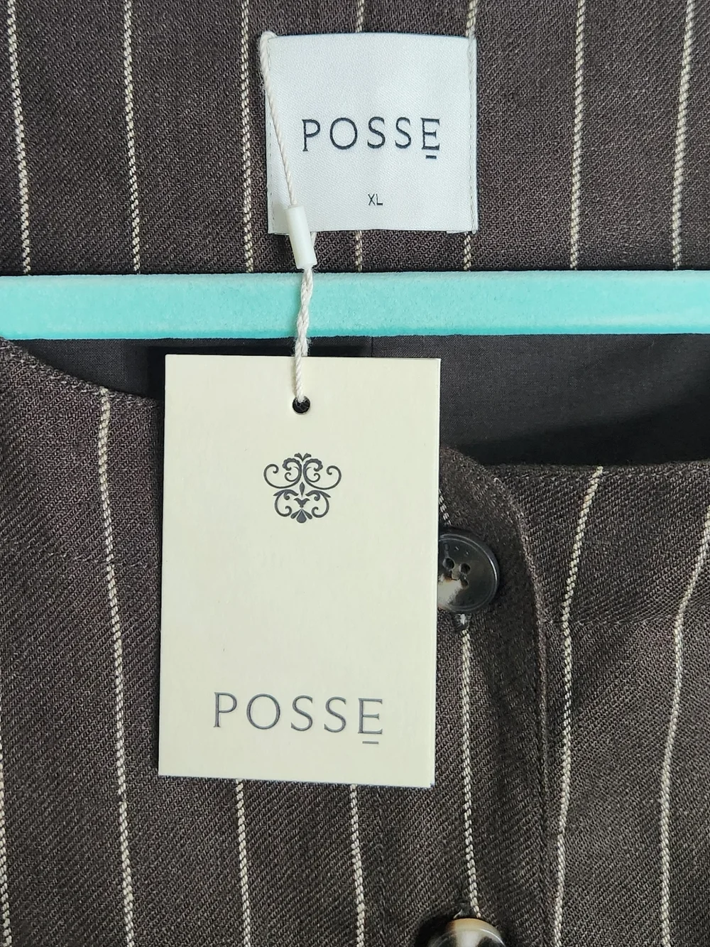 ✨ POSSE Emma Vest Chocolate Cream Pinstripe Linen NWT XL 🤎✨ - Picture 6 of 11